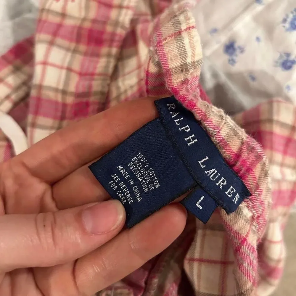 Ralph Lauren cotton pink and cream plaid pajama pants